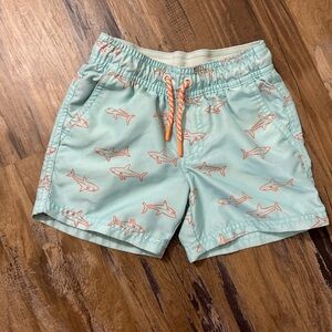 Cat & Jack Mint Green Shark-Print Shorts with Orange Drawcord